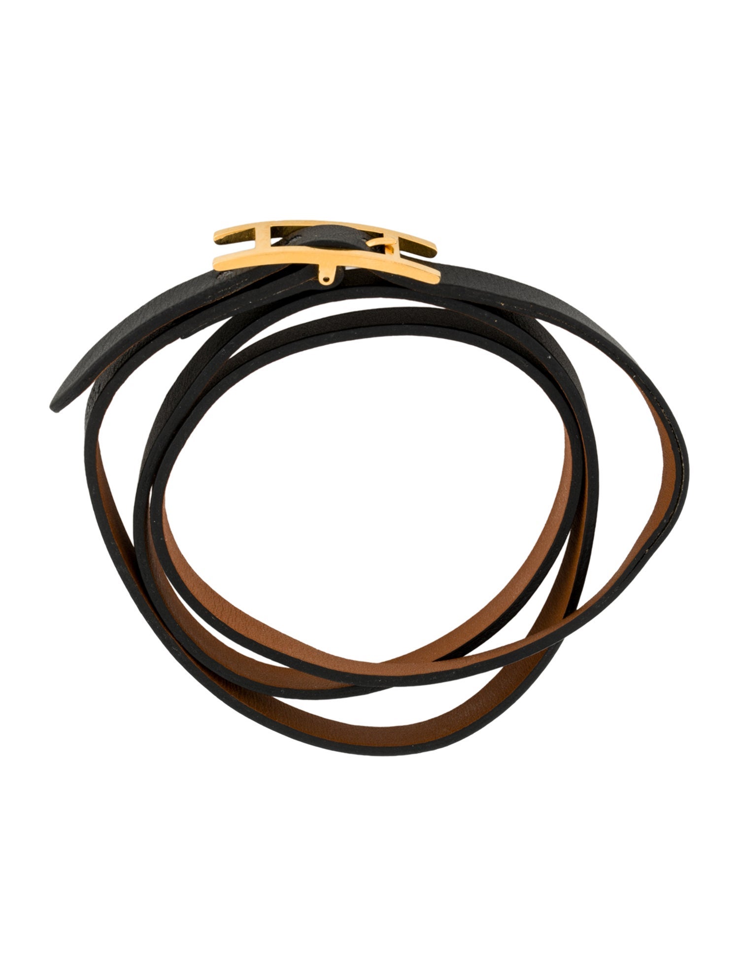 Hermès Leather Hapi 3 MM Wrap Bracelet